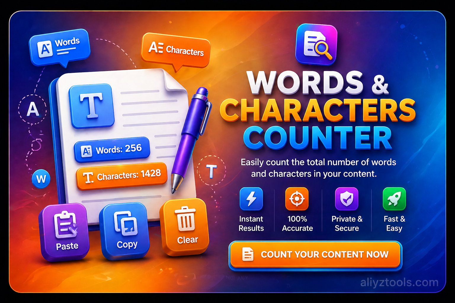 Words and character counter by aliyztools.com