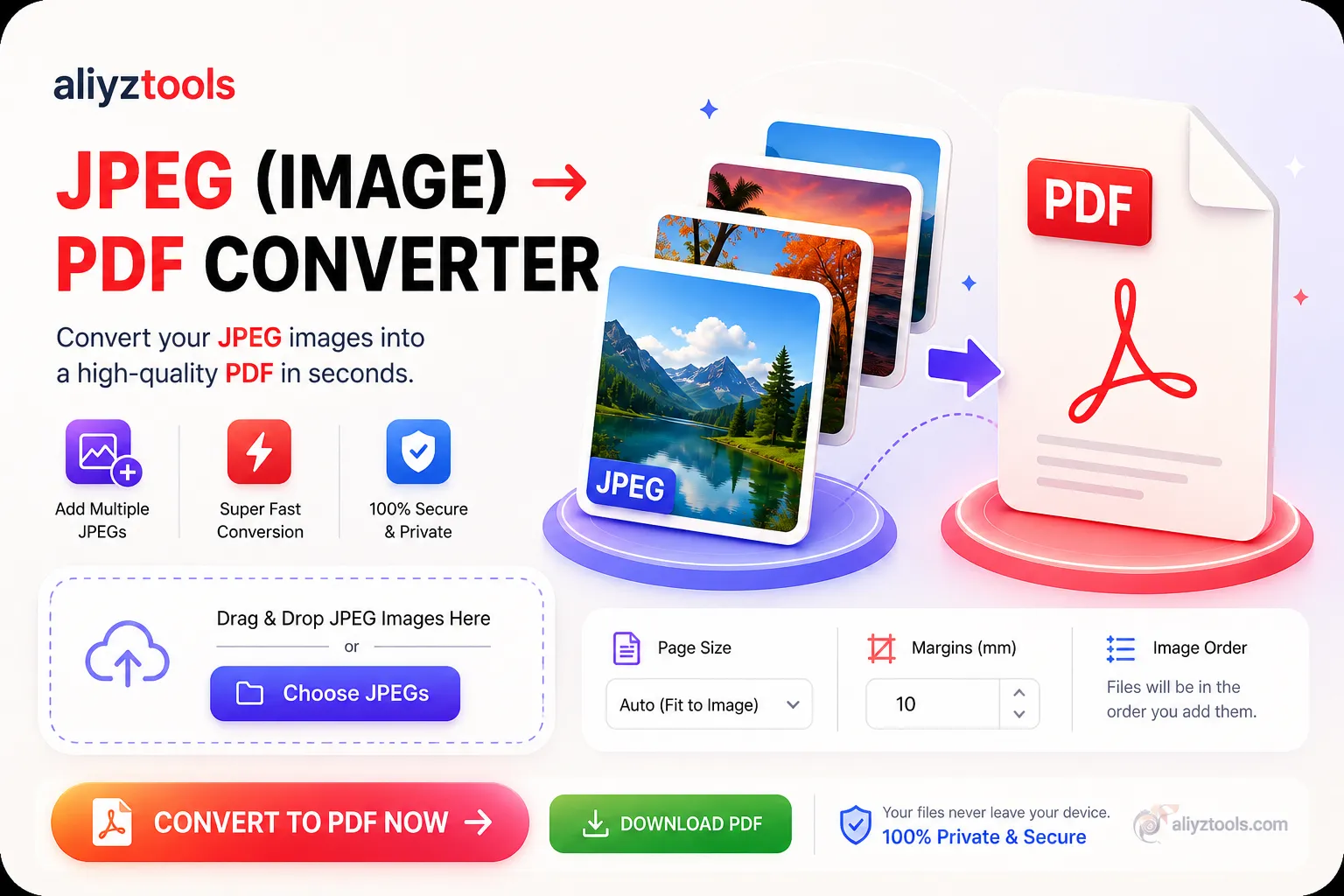 JPEG Image to PDF Converter by aliyztools.com